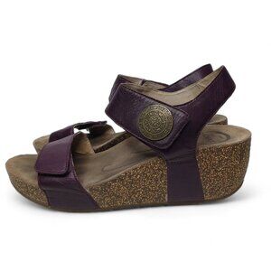 Abeo Una Wedge Sandals Women's All Leather Adjustable Chunky Corkside 11 Narrow